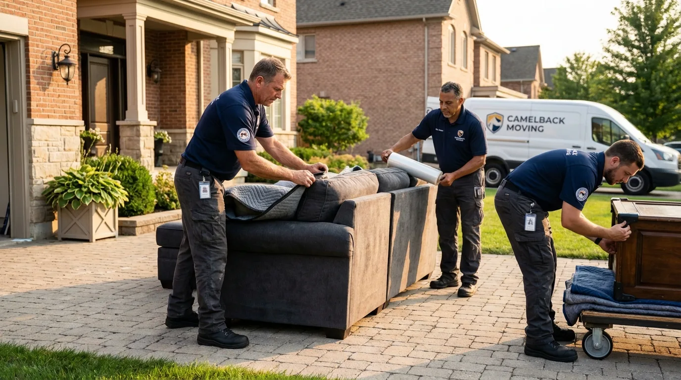 Large estate moving crew wrapping furniture in Lake Crystal, MN
